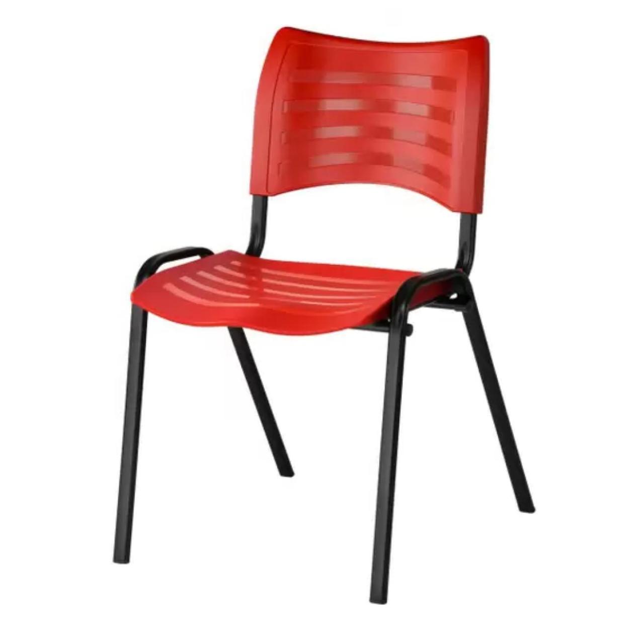 Cadeira Fixa 04 Pés Plástica (Polipropileno) – Cor Vermelho – MRPLAST – PMD – 31234 KAIRÓS OFFICE Plástica