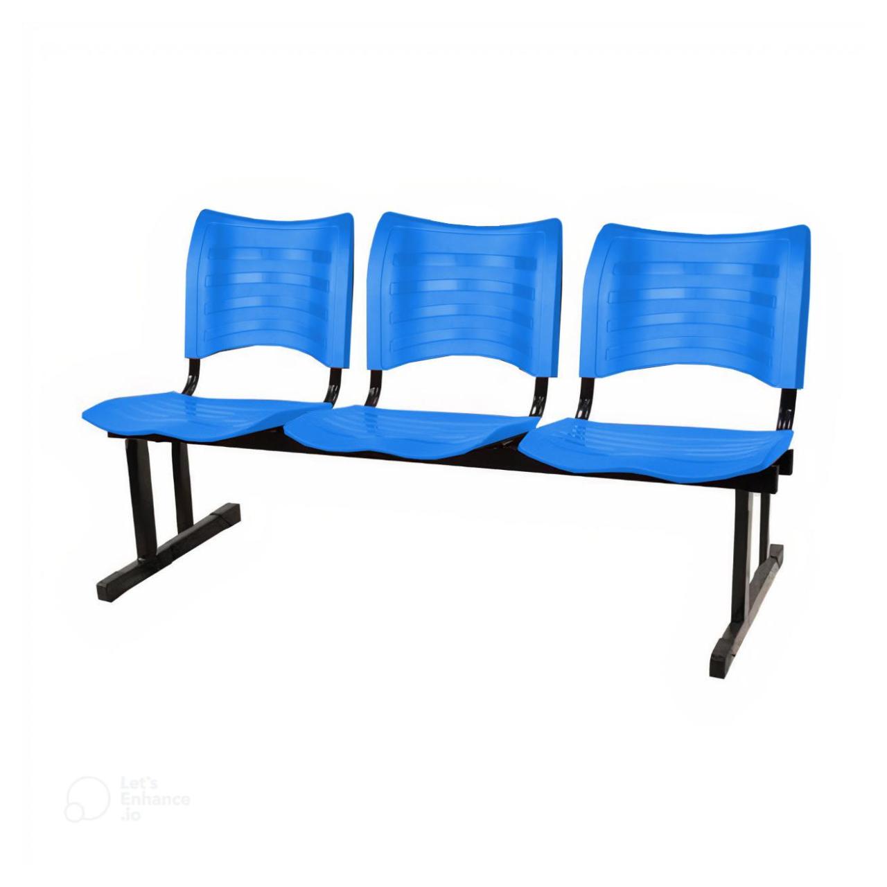 Cadeira Longarina PLÁSTICA 03 Lugares – Cor Azul – MRPLAST – 34201 KAIRÓS OFFICE Longarinas