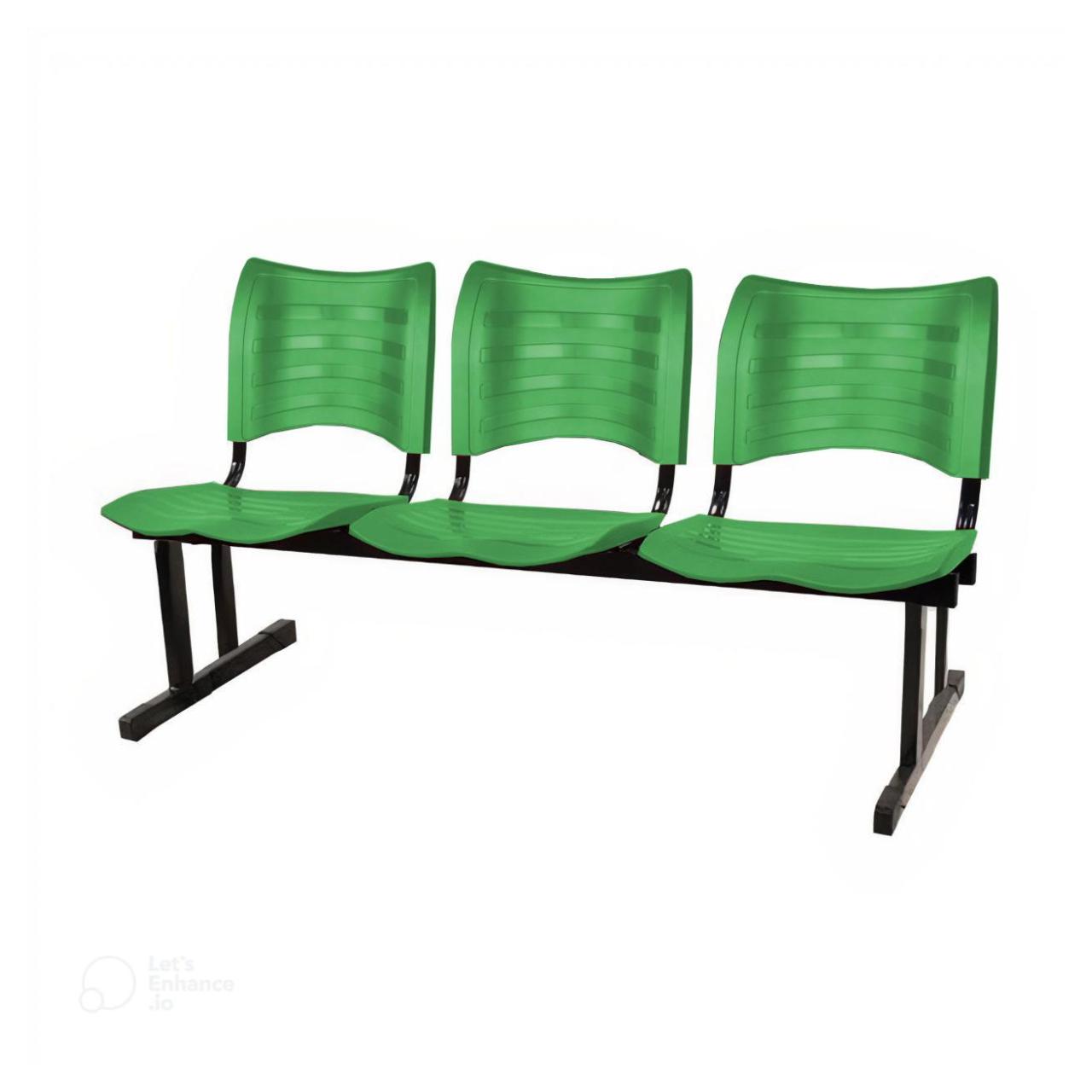 Cadeira Longarina PLÁSTICA 03 Lugares – Cor Verde – MRPLAST – 34202 KAIRÓS OFFICE Longarinas