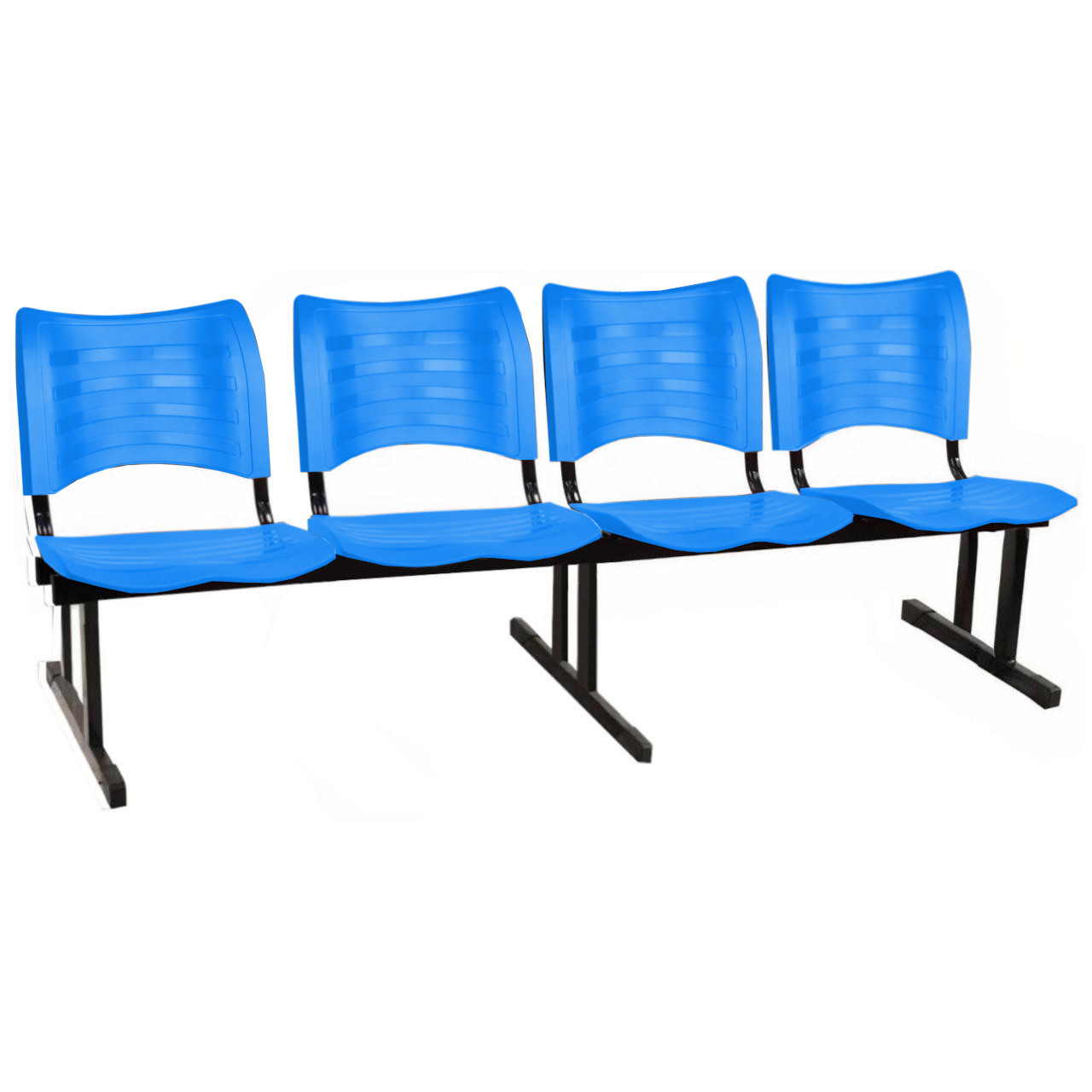 Cadeira Longarina PLÁSTICA 04 Lugares – Cor Azul – MRPLAST – 34198 KAIRÓS OFFICE Longarinas
