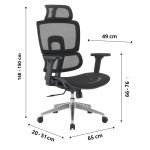 Cadeira de Escritório Presidente Tela ÉVORA – Cor Preto – 30065 Kairós Office Cadeira de Tela 12