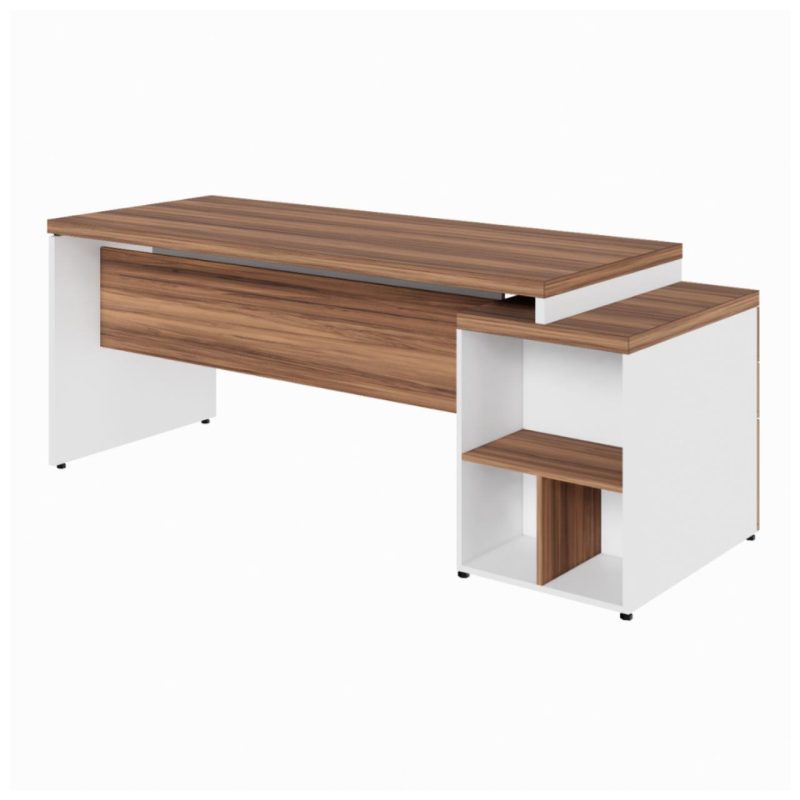 Mesa PEDESTAL RETA (03 Gav.) – 1,92X0,70m – WORKSTART – NOGAL SEVILHA/BRANCO- 34405 Kairós Office Linha 40 mm Nogal – Branco 3