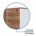 Mesa Escritório PRESIDENTE c/ Armário Pedestal – 1,82×1,80m – NOGAL SEVILHA/BRANCO – 34602 Kairós Office Linha 40 mm Nogal – Branco 14
