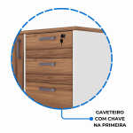 Mesa Escritório PRESIDENTE c/ Armário Pedestal – 1,82×1,80m – NOGAL SEVILHA/BRANCO – 34602 Kairós Office Linha 40 mm Nogal – Branco 19