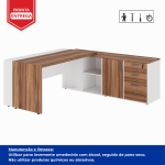 Mesa Escritório PRESIDENTE c/ Armário Pedestal – 1,82×1,80m – NOGAL SEVILHA/BRANCO – 34602 Kairós Office Linha 40 mm Nogal – Branco 12