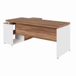 Mesa Diretorzinha c/ Aparador – Pé de MADEIRA – 1,90×1,50m – NOGAL SEVILHA / BRANCO – 34426 Kairós Office Linha 40 mm Nogal – Branco 10