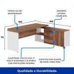 Mesa Diretorzinha c/ Aparador – Pé de MADEIRA – 1,90×1,50m – NOGAL SEVILHA / BRANCO – 34426 Kairós Office Linha 40 mm Nogal – Branco 18