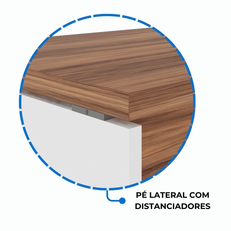 Mesa Diretorzinha c/ Aparador – Pé de MADEIRA – 1,90×1,50m – NOGAL SEVILHA / BRANCO – 34426 Kairós Office Linha 40 mm Nogal – Branco 8