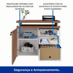 Armário Baixo 03 Gavetas e Porta (MISTO) – NOGAL SEVILHA/BRANCO – 34422 Kairós Office Linha 40 mm Nogal – Branco 11