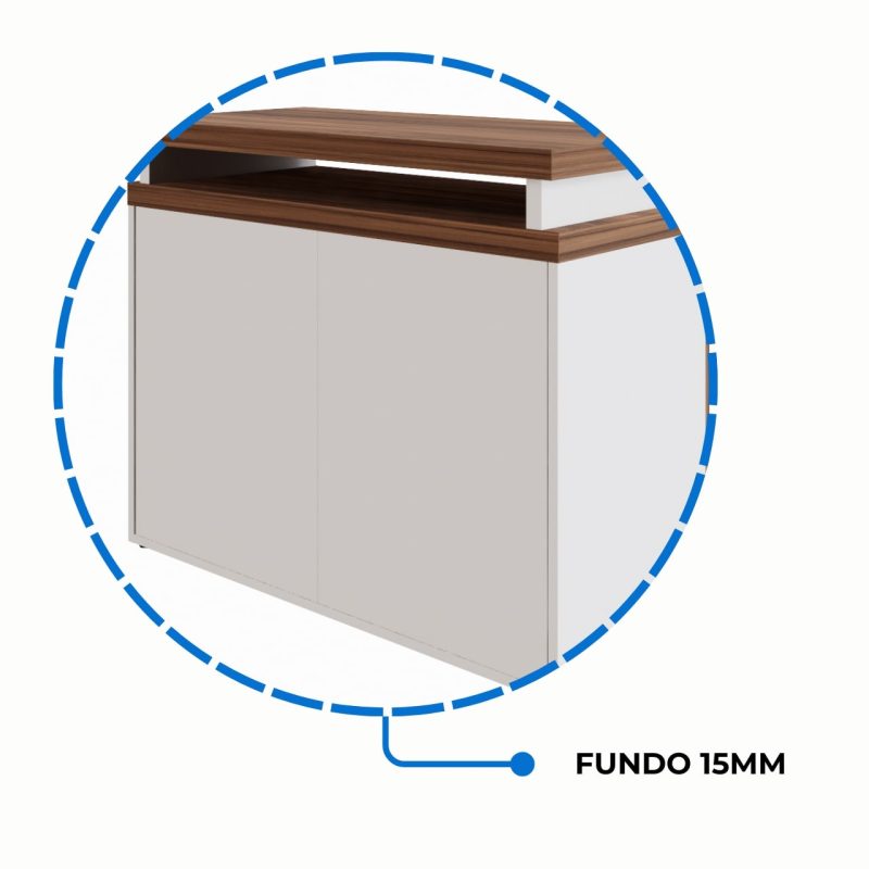 Armário Baixo 03 Gavetas e Porta (MISTO) – NOGAL SEVILHA/BRANCO – 34422 Kairós Office Linha 40 mm Nogal – Branco 6