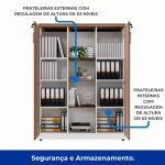 Armário Alto Credenza com Nicho – 1,61×1,20×0,45m – NOGAL SEVILHA/BRANCO- 34415 Kairós Office Linha 40 mm Nogal – Branco 12