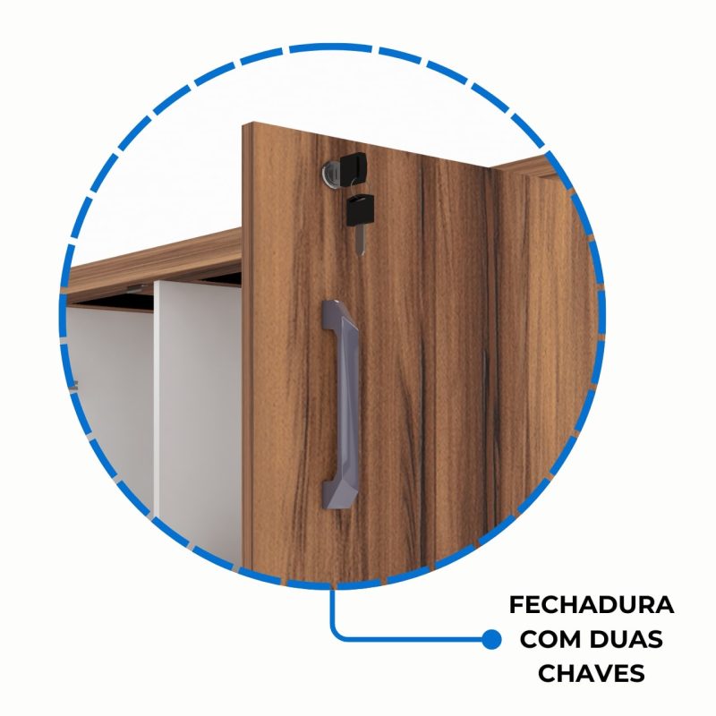 Armário Alto Credenza com Nicho – 1,61×1,20×0,45m – NOGAL SEVILHA/BRANCO- 34415 Kairós Office Linha 40 mm Nogal – Branco 5