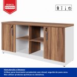 Armário Baixo GOLD Credenza ESPECIAL – 1,60×0,73×0,45m – NOGALSEVILHA / BRANCO – 34502 Kairós Office Linha 40 mm Nogal – Branco 9