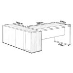 Mesa Escritório PRESIDENTE c/ Armário Pedestal – 1,82×1,80m – NOGAL SEVILHA/BRANCO – 34602 Kairós Office Linha 40 mm Nogal – Branco 18