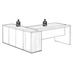 Mesa Escritório PRESIDENTE c/ Armário Pedestal – 1,82×1,80m – NOGAL SEVILHA/BRANCO – 34602 Kairós Office Linha 40 mm Nogal – Branco 20