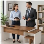 Mesa PEDESTAL RETA (03 Gav.) – 1,92X0,70m – WORKSTART – NOGAL SEVILHA/BRANCO- 34405 Kairós Office Linha 40 mm Nogal – Branco 18