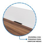 Estação de Trabalho Dupla 1,20×1,35m 02 Lugares c/ Gavetas c/ ponto de tomada PÉ PAINEL – Nogal Sevilha/Branco – 34427 Kairós Office Linha 40 mm Nogal – Branco 13