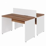 Estação de Trabalho Dupla 1,20×1,35m 02 Lugares sem Gavetas c/ ponto de tomada PÉ PAINEL – Nogal Sevilha/Branco – 34428 Kairós Office Linha 40 mm Nogal – Branco 10
