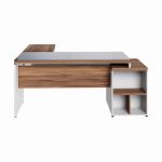 Mesa para Escritório em “L” com VIDRO FUMÊ – 1,92X1,60M NOGAL SEVILHA/BRANCO – 34432 Kairós Office Linha 40 mm Nogal – Branco 18