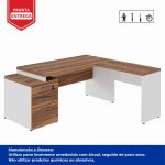 Mesa para Escritório em “L” com Gavetão – 1,92X1,60m -NOGAL SEVILHA/BRANCO – 34431 Kairós Office Linha 40 mm Nogal – Branco 12