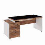 Mesa para Escritório com VIDRO FUMÊ – 1,92×0,70m – NOGAL SEVILHA/BRANCO – 34430 Kairós Office Linha 40 mm Nogal – Branco 10