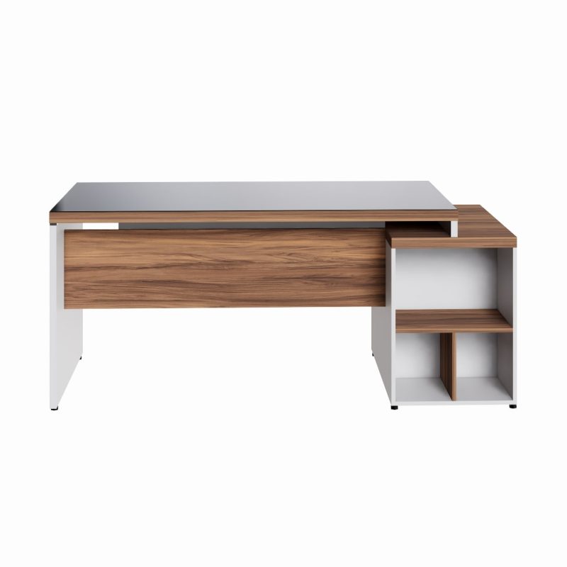 Mesa para Escritório com VIDRO FUMÊ – 1,92×0,70m – NOGAL SEVILHA/BRANCO – 34430 Kairós Office Linha 40 mm Nogal – Branco 7