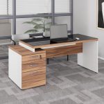 Mesa para Escritório com VIDRO FUMÊ – 1,92×0,70m – NOGAL SEVILHA/BRANCO – 34430 Kairós Office Linha 40 mm Nogal – Branco 18