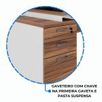 Mesa para Escritório com VIDRO FUMÊ – 1,92×0,70m – NOGAL SEVILHA/BRANCO – 34430 Kairós Office Linha 40 mm Nogal – Branco 16