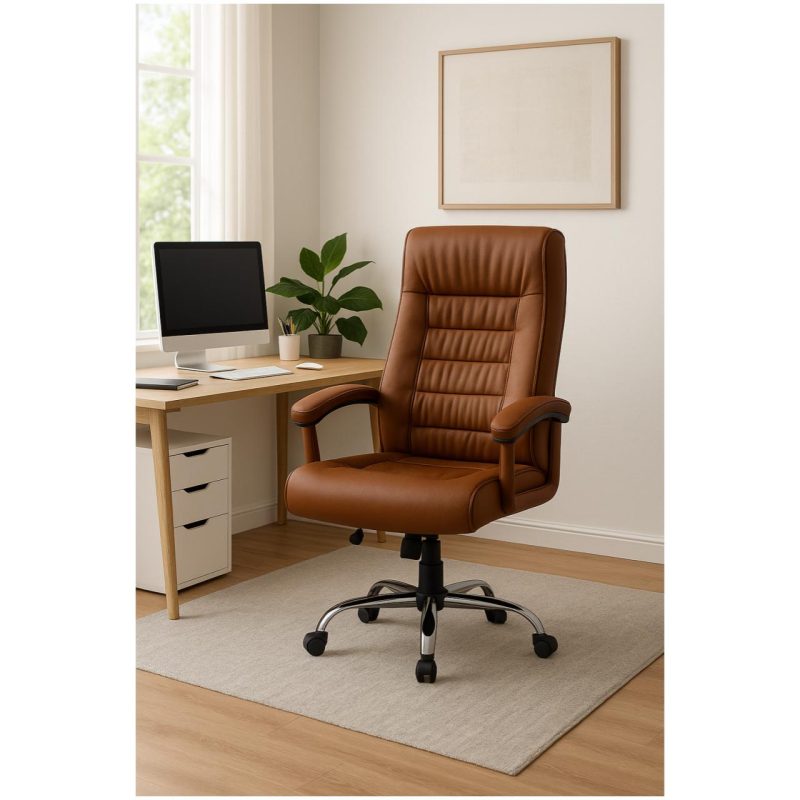 Poltrona Presidente LUXO c/ mola Ensacada – COR CARAMELO – 30059 Kairós Office Presidente 7
