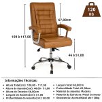 Poltrona Presidente LUXO c/ mola Ensacada – COR CARAMELO – 30059 Kairós Office Presidente 14