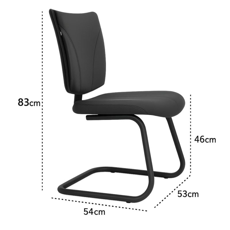 Cadeira de Escritório B-ONE Base em “S” Preta – Corino Preto – 31032 Kairós Office Cadeira Fixa Estofada 7