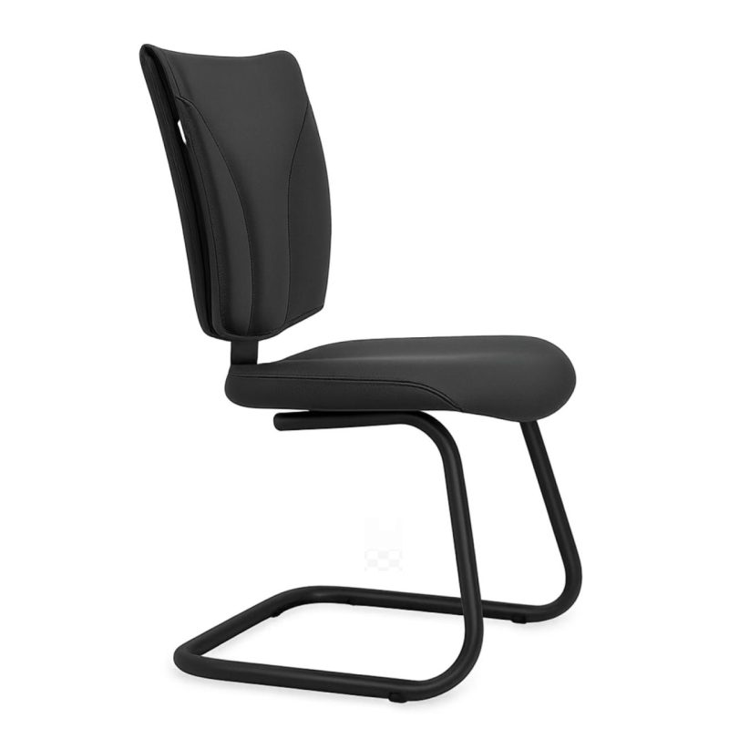 Cadeira de Escritório B-ONE Base em “S” Preta – Corino Preto – 31032 Kairós Office Cadeira Fixa Estofada 2