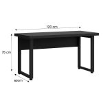 Mesa Escritório PÉ QUADRO – 1,20×0,60m – S/ Gavetas – PRETO / PRETO – 26001 Kairós Office Linha 40mm Preto / Preto 13