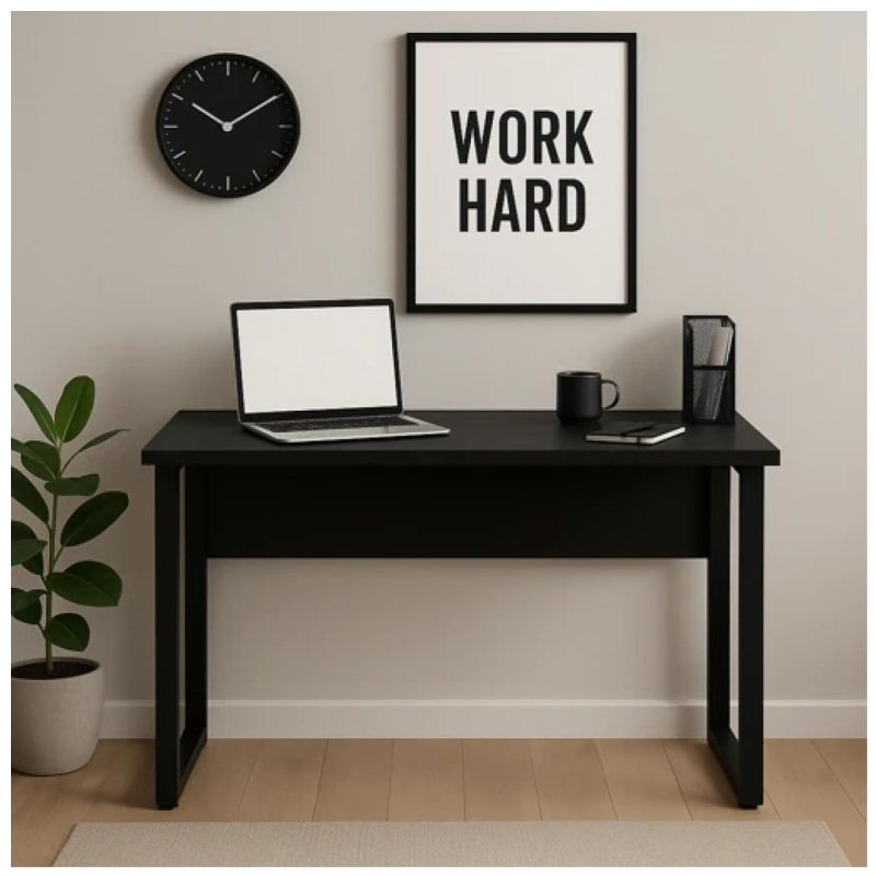 Mesa Escritório PÉ QUADRO – 1,20×0,60m – S/ Gavetas – PRETO / PRETO – 26001 Kairós Office Linha 40mm Preto / Preto 8