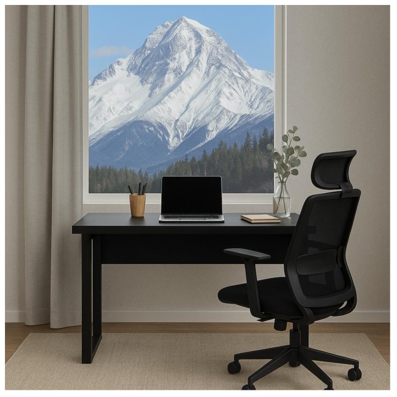 Mesa Escritório PÉ QUADRO – 1,20×0,60m – S/ Gavetas – PRETO / PRETO – 26001 Kairós Office Linha 40mm Preto / Preto 9