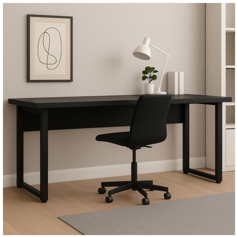 Mesa Escritório PÉ QUADRO – 1,70×0,70m – S/ Gavetas – PRETO / PRETO – 26003 Kairós Office Linha 40mm Preto / Preto 8