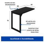 Mesa AUX PÉ QUADRO – 0,90×0,45m – PRETO/PRETO – 26004 Kairós Office Linha 40mm Preto / Preto 8