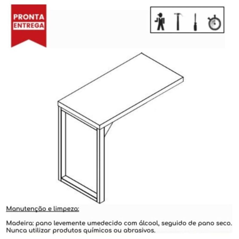 Mesa AUX PÉ QUADRO – 0,90×0,45m – PRETO/PRETO – 26004 Kairós Office Linha 40mm Preto / Preto 5