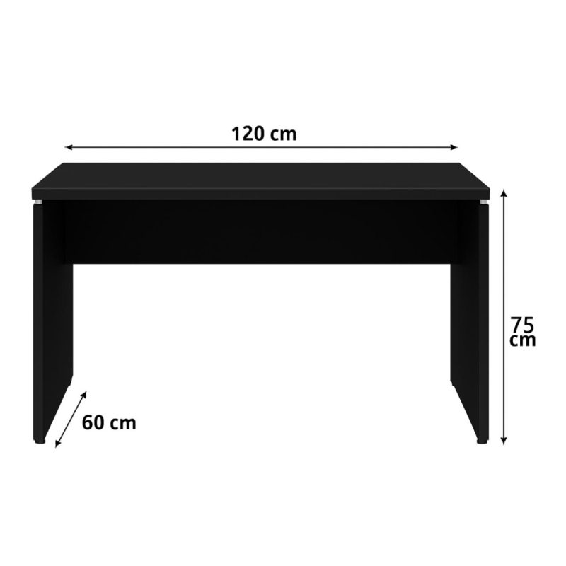 Mesa Escritório 1,20×0,60m – S/ Gavetas – PRETO/PRETO – 26005 Kairós Office Linha 40mm Preto / Preto 4