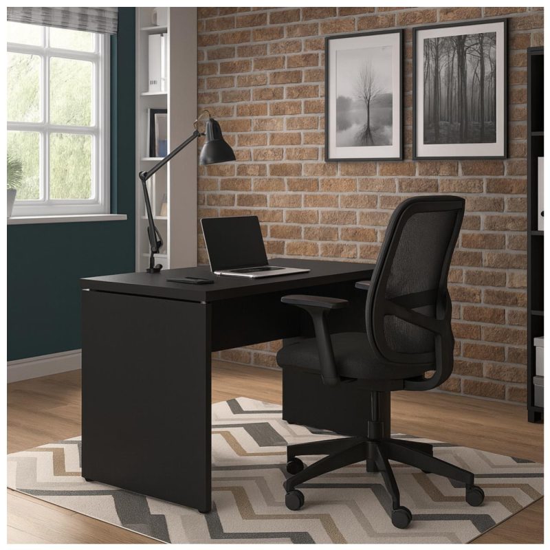 Mesa Escritório 1,20×0,60m – S/ Gavetas – PRETO/PRETO – 26005 Kairós Office Linha 40mm Preto / Preto 8