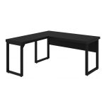 Mesa em L PÉ QUADRO (Mesa 1,50m + Mesa Auxiliar) – S/ Gavetas – PRETO / PRETO – 26010 Kairós Office Linha 40mm Preto / Preto 13