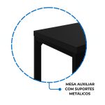 Mesa em L PÉ QUADRO (Mesa 1,50m + Mesa Auxiliar) – S/ Gavetas – PRETO / PRETO – 26010 Kairós Office Linha 40mm Preto / Preto 17