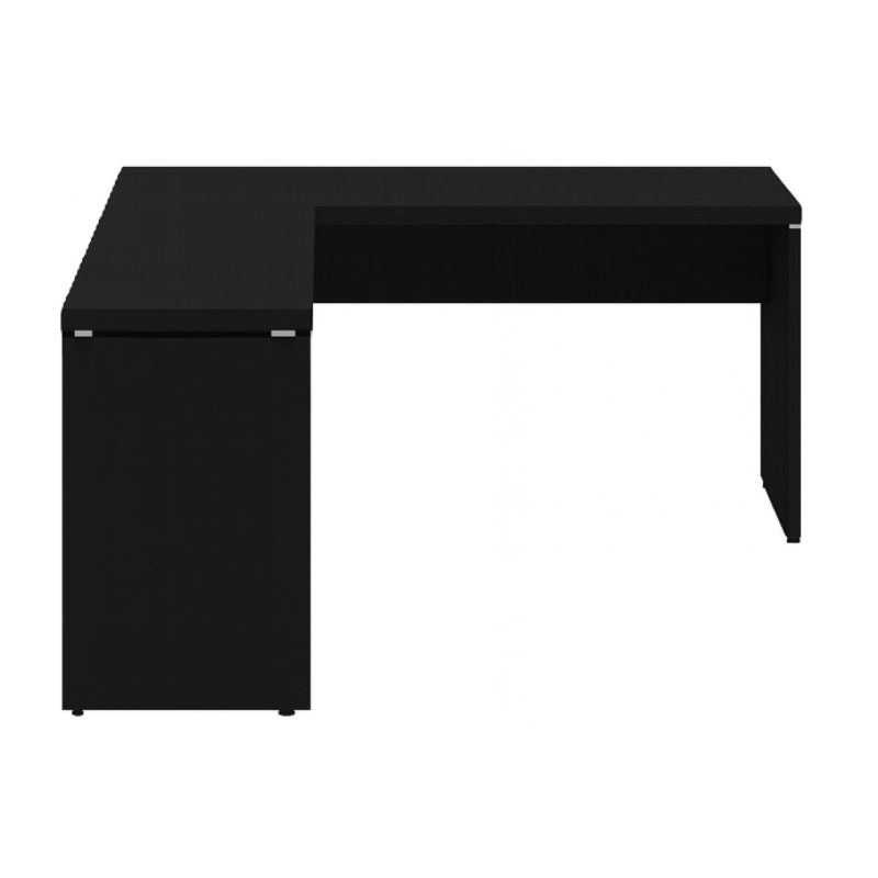 Mesa em L PÉ PAINEL (Mesa 1,50m + Mesa Auxiliar) – S/ Gavetas – PRETO / PRETO – 26012 Kairós Office Linha 40mm Preto / Preto 3