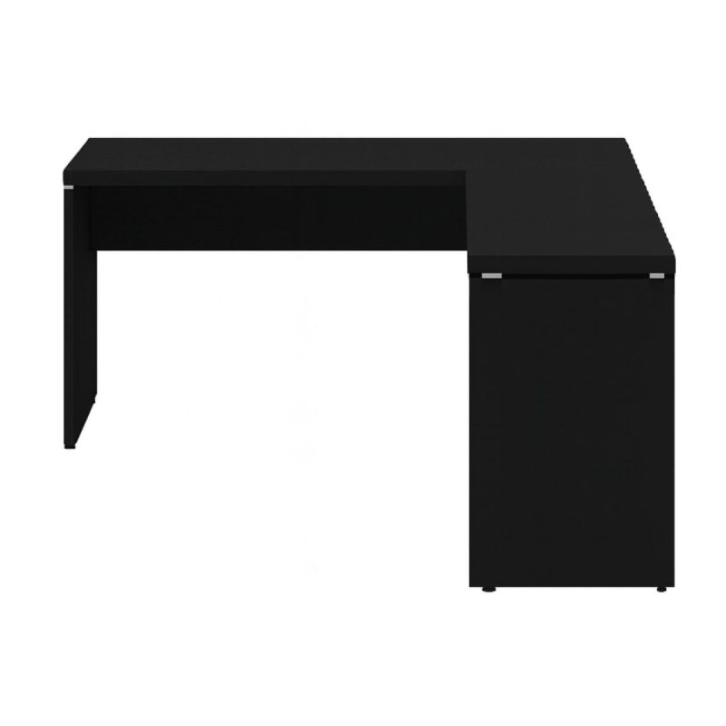 Mesa em L PÉ PAINEL (Mesa 1,50m + Mesa Auxiliar) – S/ Gavetas – PRETO / PRETO – 26012 Kairós Office Linha 40mm Preto / Preto 4