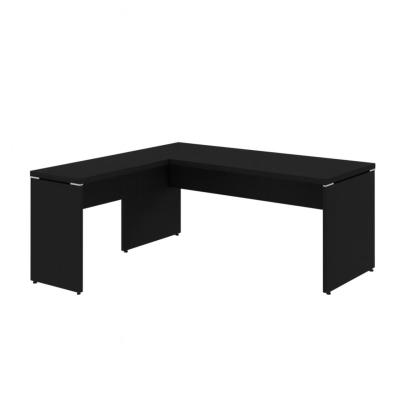 Mesa em L PÉ PAINEL (Mesa 1,50m + Mesa Auxiliar) – S/ Gavetas – PRETO / PRETO – 26012 Kairós Office Linha 40mm Preto / Preto 5