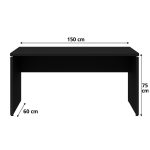 Mesa em L PÉ PAINEL (Mesa 1,50m + Mesa Auxiliar) – S/ Gavetas – PRETO / PRETO – 26012 Kairós Office Linha 40mm Preto / Preto 15