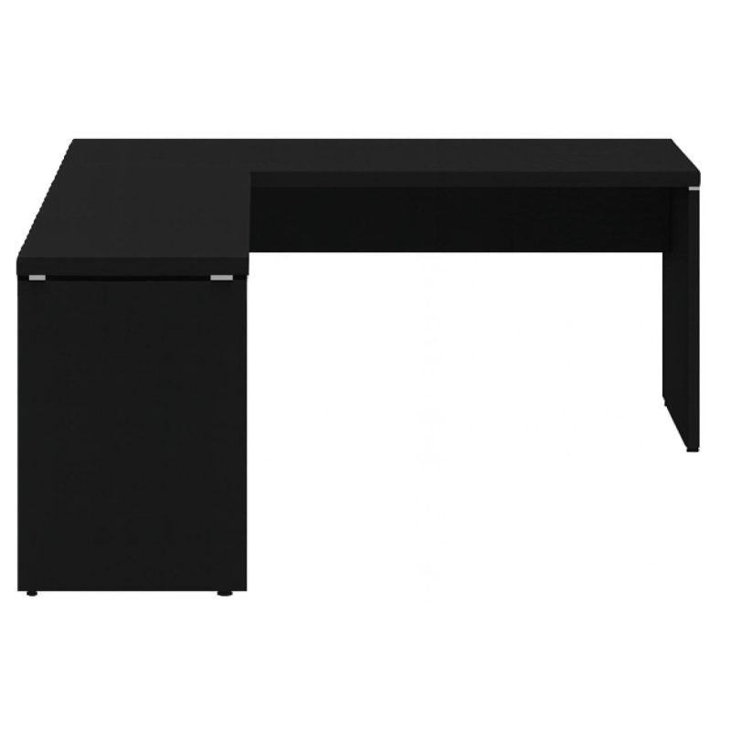 Mesa em L PÉ PAINEL (Mesa 1,70m + Mesa Auxiliar) – S/ Gavetas – PRETO / PRETO – 26013 Kairós Office Linha 40mm Preto / Preto 3