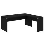 Mesa em L PÉ PAINEL (Mesa 1,70m + Mesa Auxiliar) – S/ Gavetas – PRETO / PRETO – 26013 Kairós Office Linha 40mm Preto / Preto 10