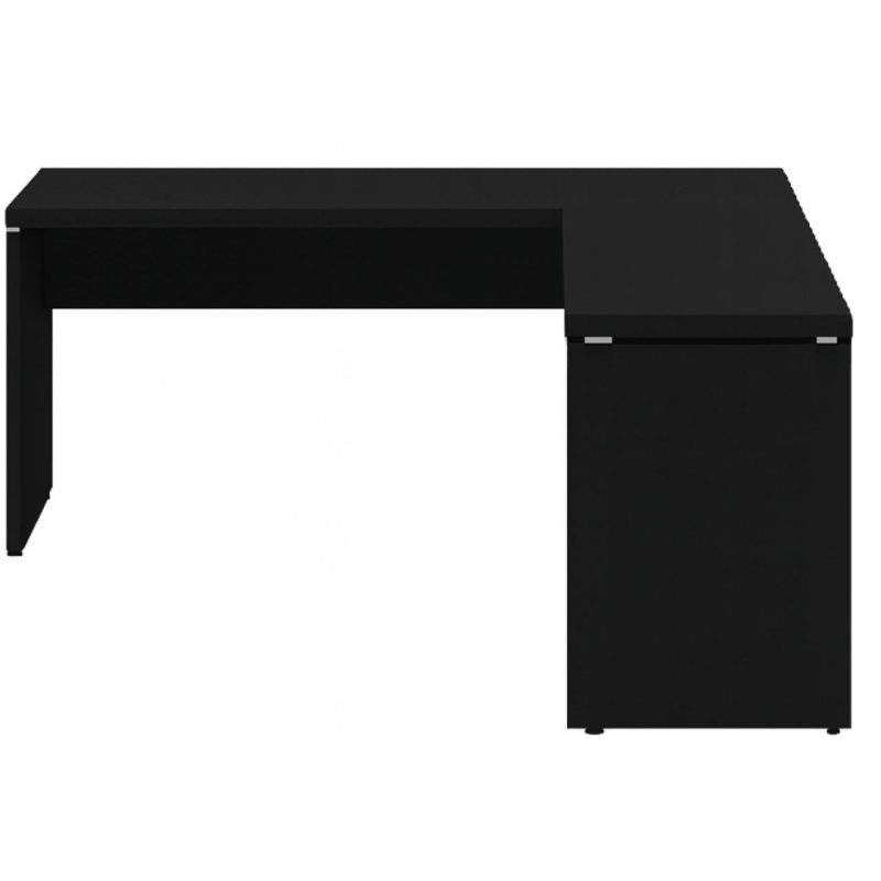 Mesa em L PÉ PAINEL (Mesa 1,70m + Mesa Auxiliar) – S/ Gavetas – PRETO / PRETO – 26013 Kairós Office Linha 40mm Preto / Preto 4