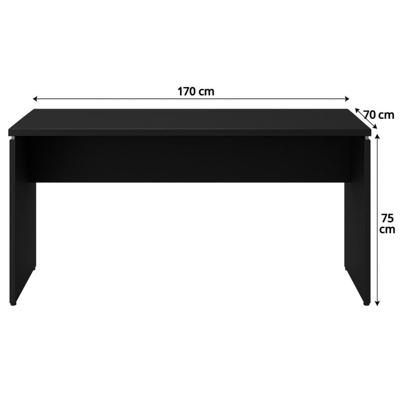 Mesa em L PÉ PAINEL (Mesa 1,70m + Mesa Auxiliar) – S/ Gavetas – PRETO / PRETO – 26013 Kairós Office Linha 40mm Preto / Preto 6